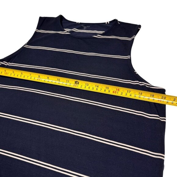 Garnet Hill Petra Knit Maxi Dress Sz.XL Dark Blue Striped Nautical Preppy - Picture 7 of 11